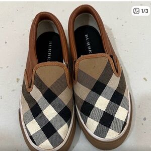 Burberry Checkered Slip-On Sneakers - Brown and Black